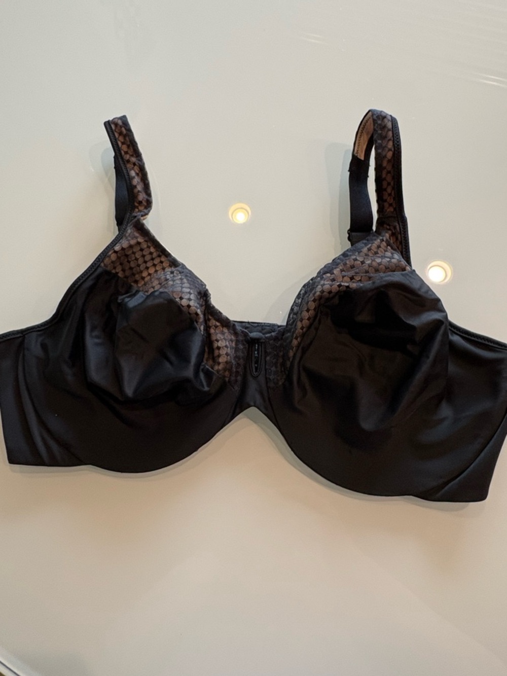 Bali Black Underwire Bra with Lace Overlay Detail, 42D